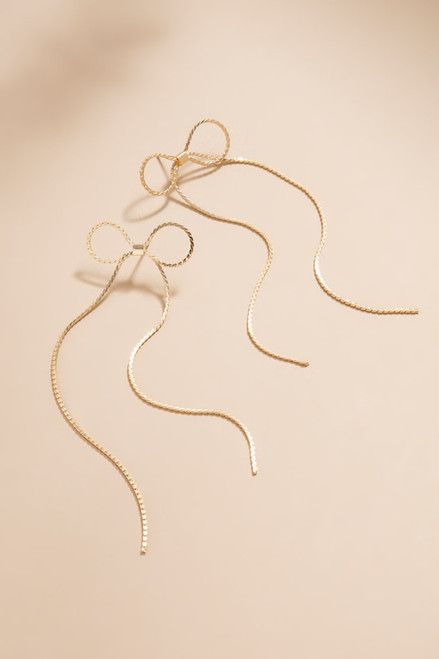 Tara Thin Bow Drop Earrings