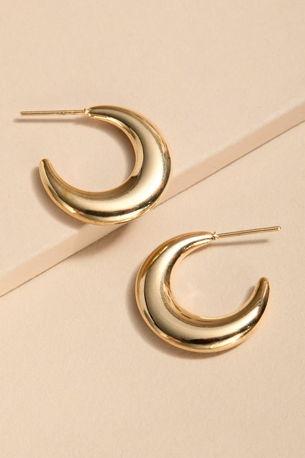 Trisha Stainless Steel Gold Crescent Hoop Earrings