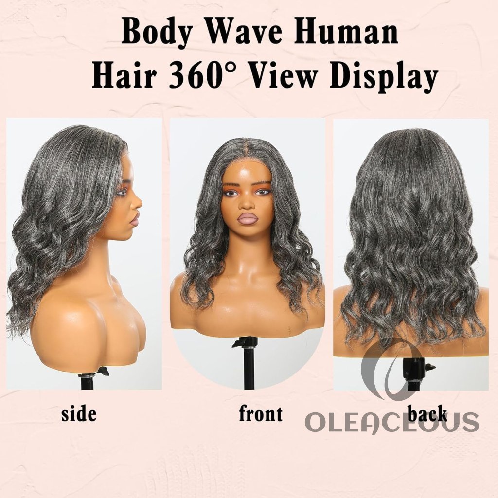 Salt And Pepper  Wigs Glueless HD Lace Front Wig