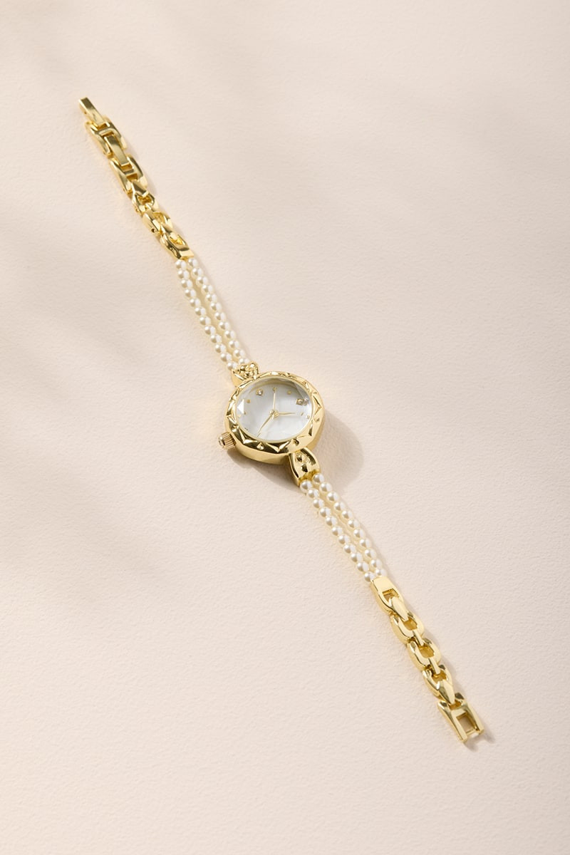 Emma Pearl Band Gold Watch