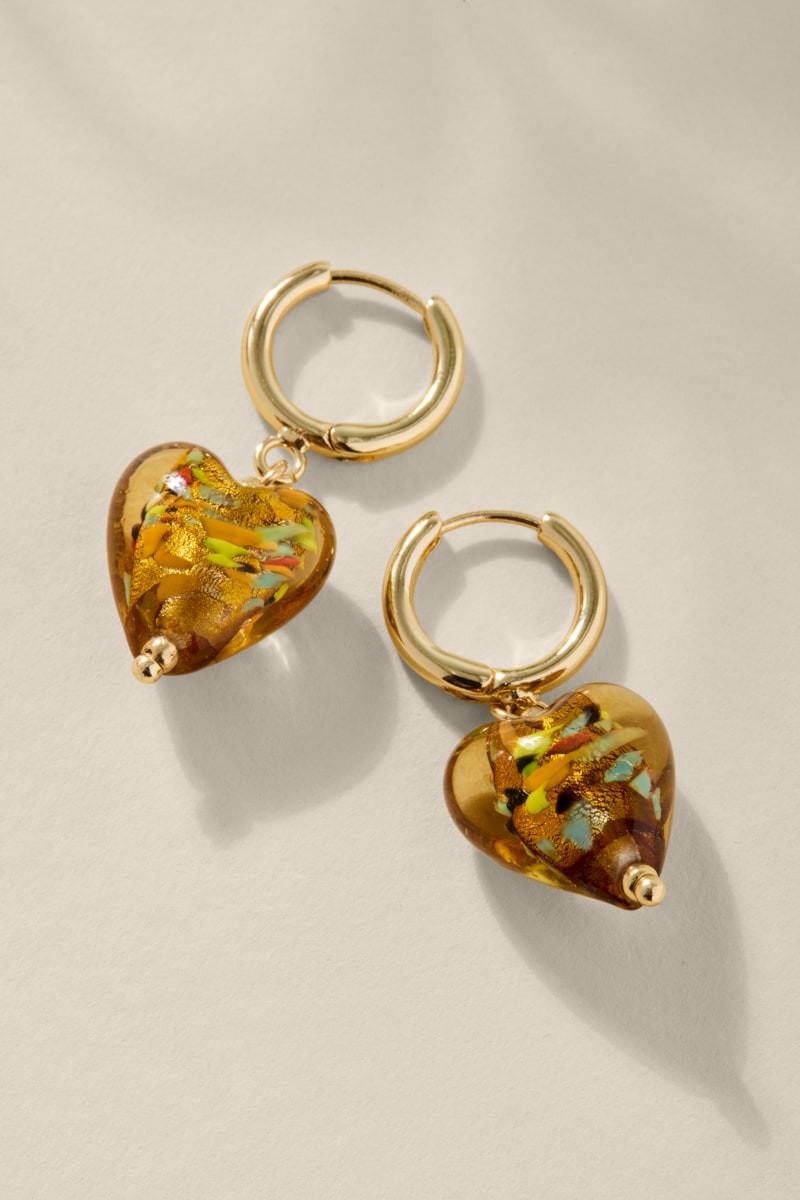 Andrea Glass Heart Drop Earrings