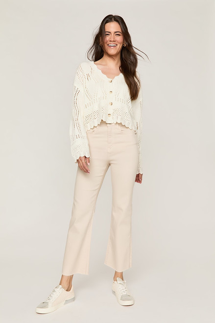 Harper Heritage High Rise Kick Crop White Jeans