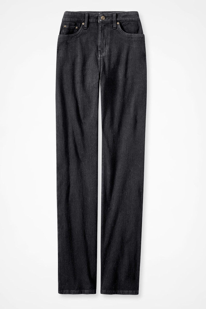 Knit Denim High Rise Straight-Leg Jeans