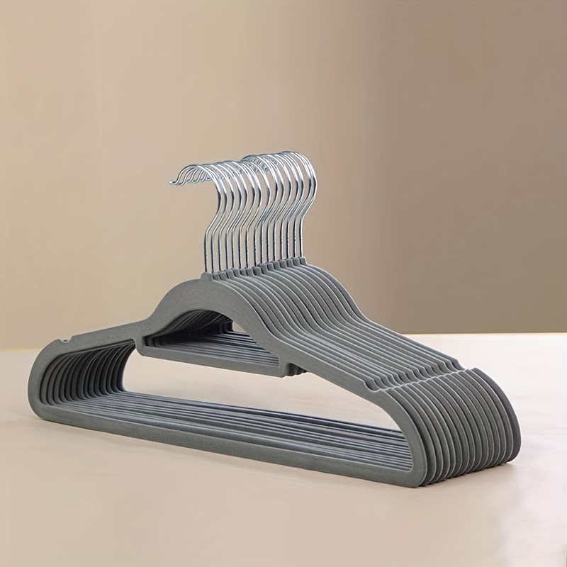 Household Adult Flocking Hangers Anti-slip Hangers To Prevent Shoulder Bulges Can Be Stacked Hangers Wardrobe Storage Save Space Hangers Are Not Afraid Of Severe Bending Clothes Hanging Clothes Support Coat Hanger