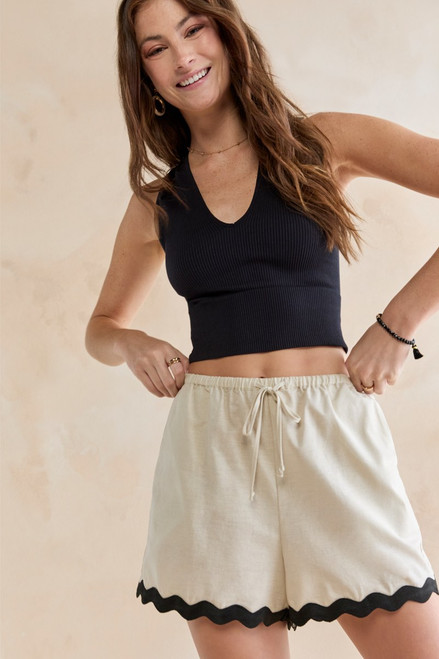 Katie Squiggle Linen Soft Shorts