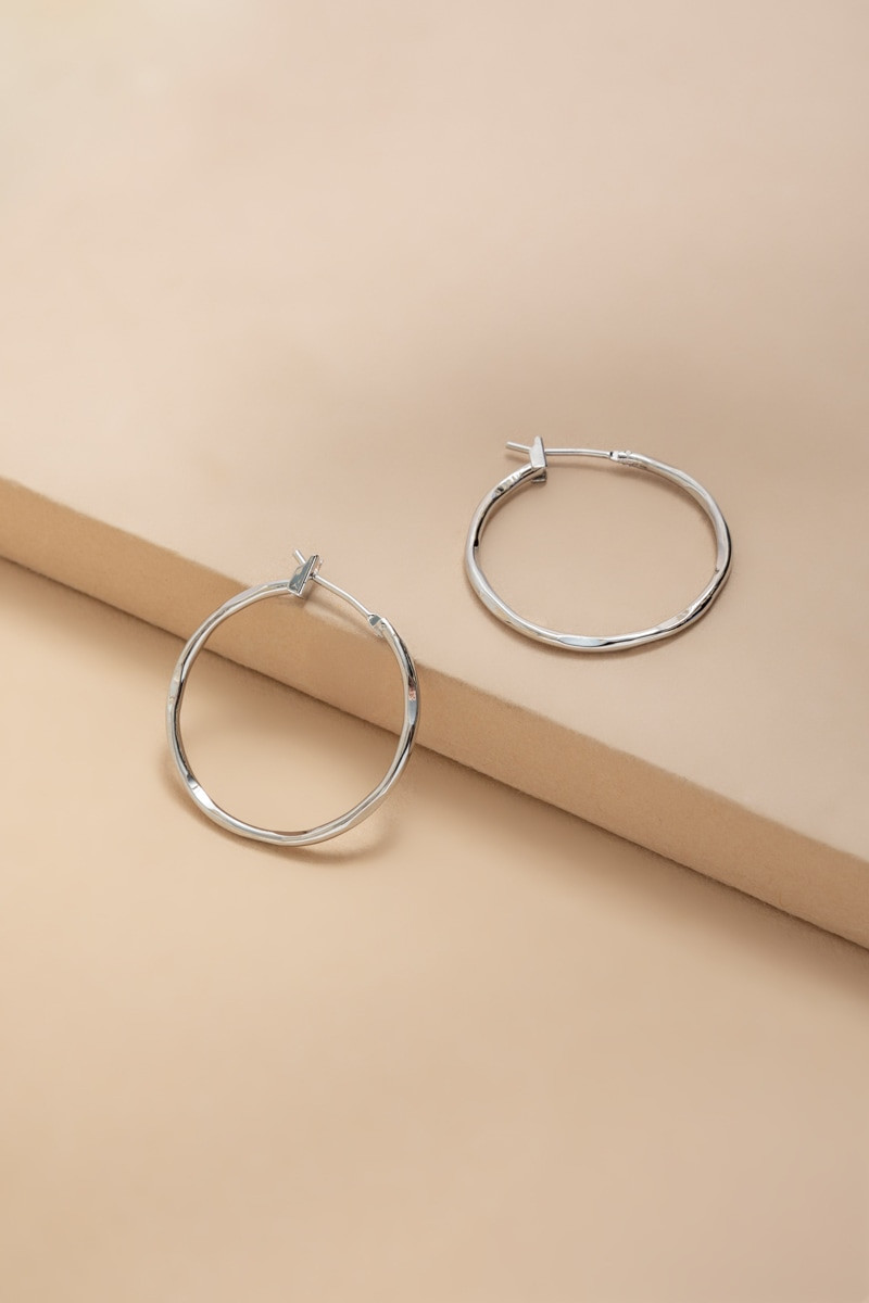 Stella Silver Hammered Hoop Earrings