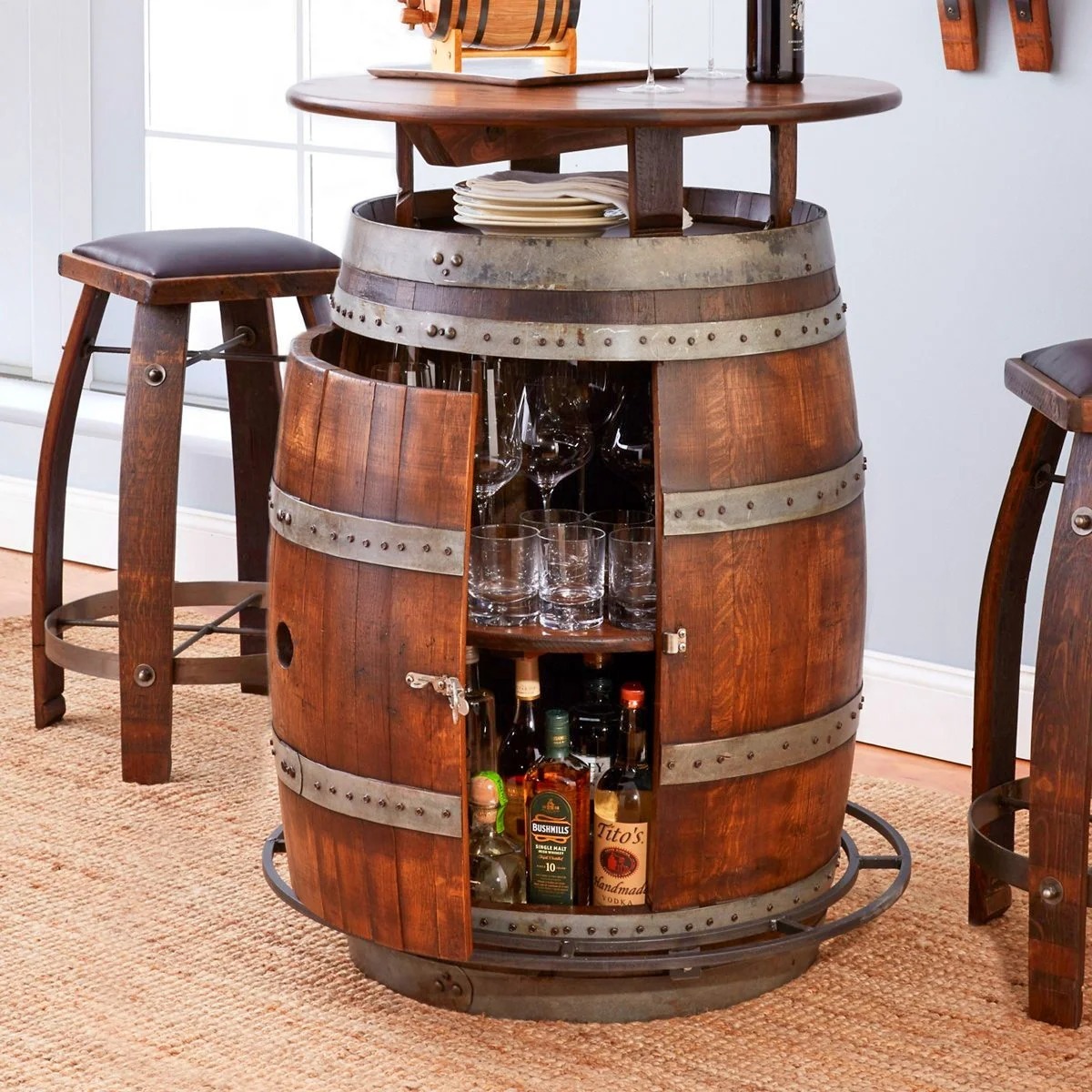 🔥Only $6.99🔥✨Oak Wine Barrel Table(1 TABLE + 2 CHAIRS)