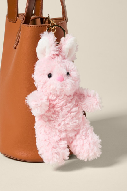 Fuzzy Pink Bunny Bag Charm