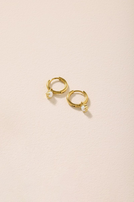 Judith Stainless Steel Opal Hoop Earrings