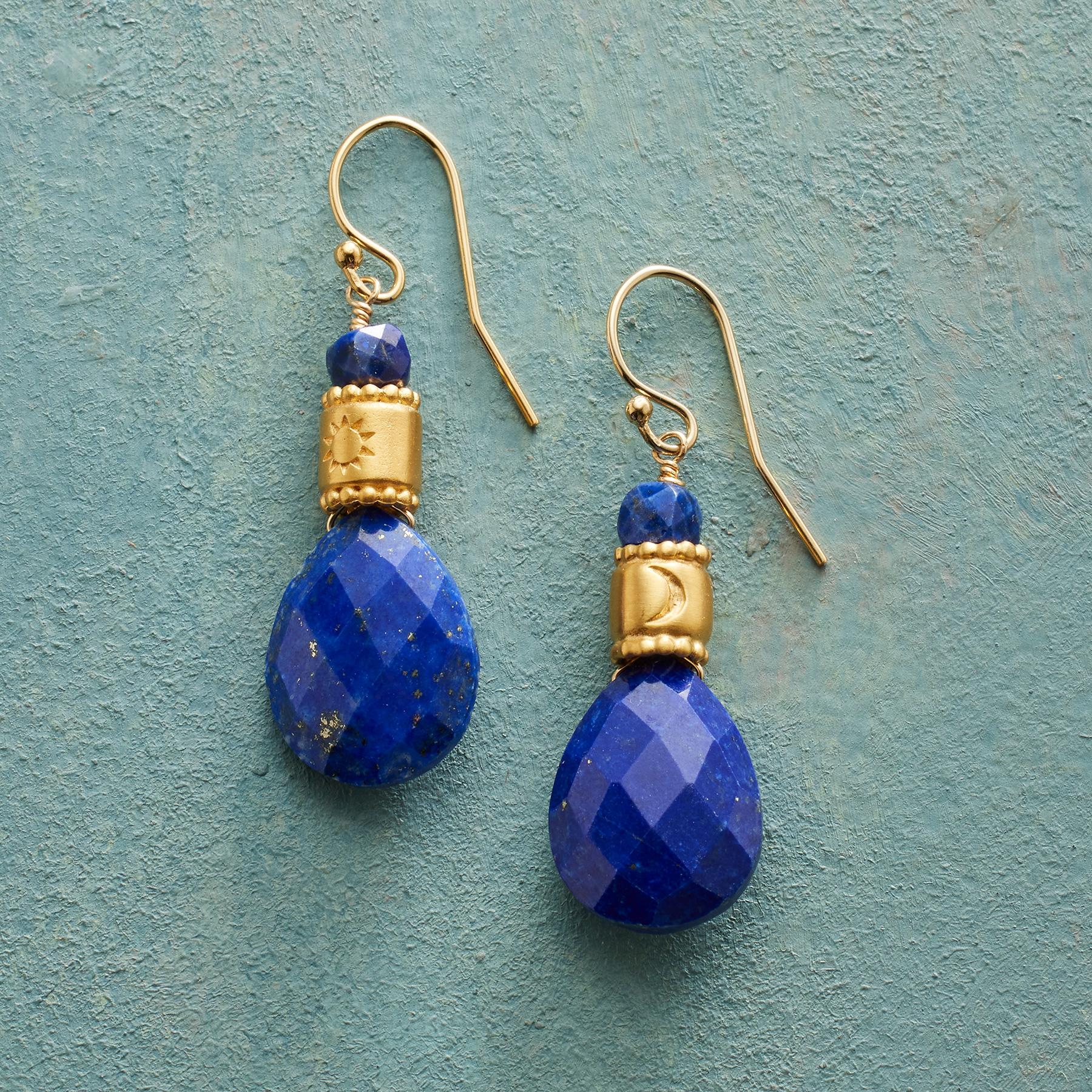 Lapis Sun And Moon Earrings