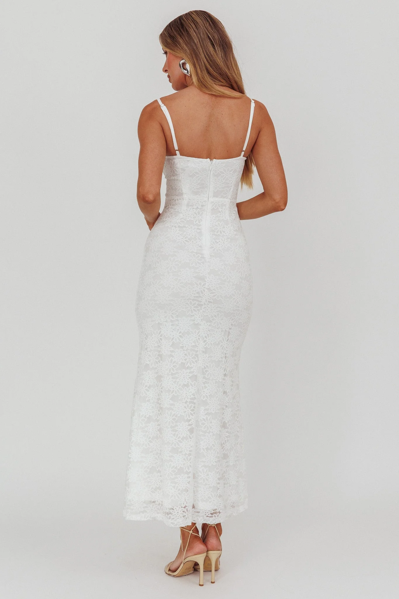 Passione Tied Bust Lace Maxi Dress White