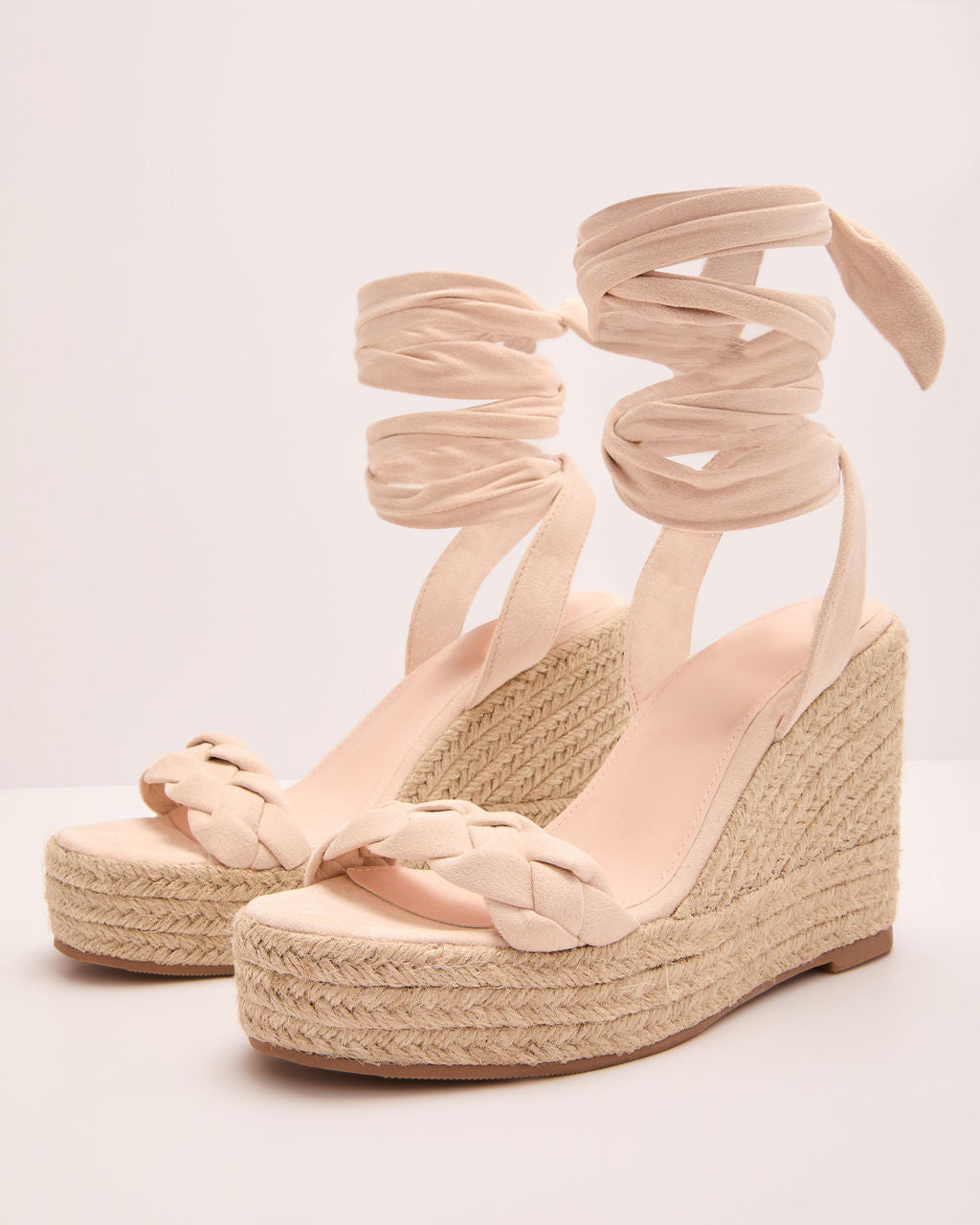 Radiant Poise Faux Suede Espadrille Wedge Sandals