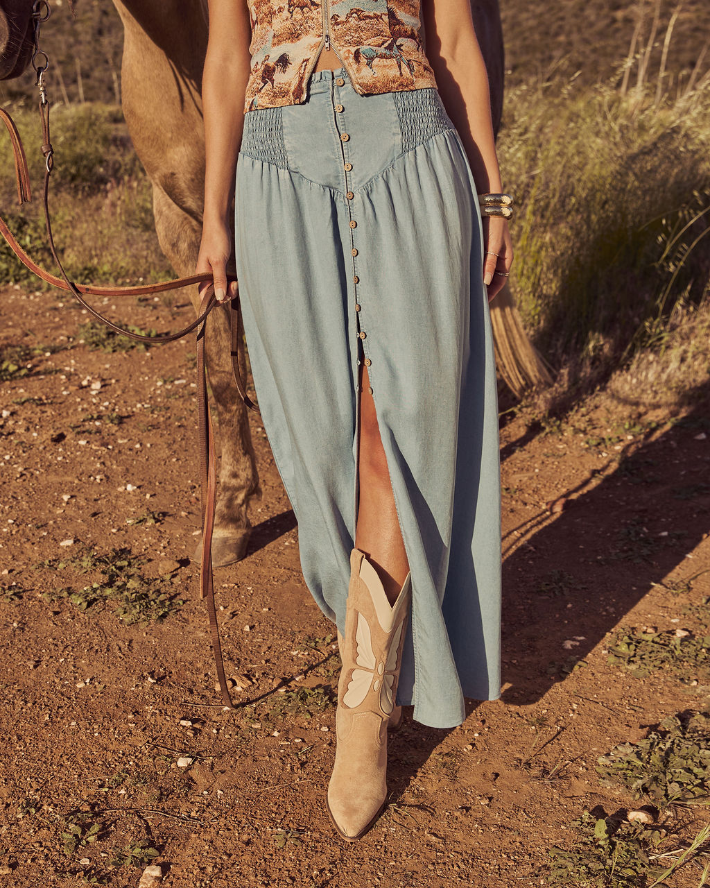 Briena Chambray Maxi Skirt