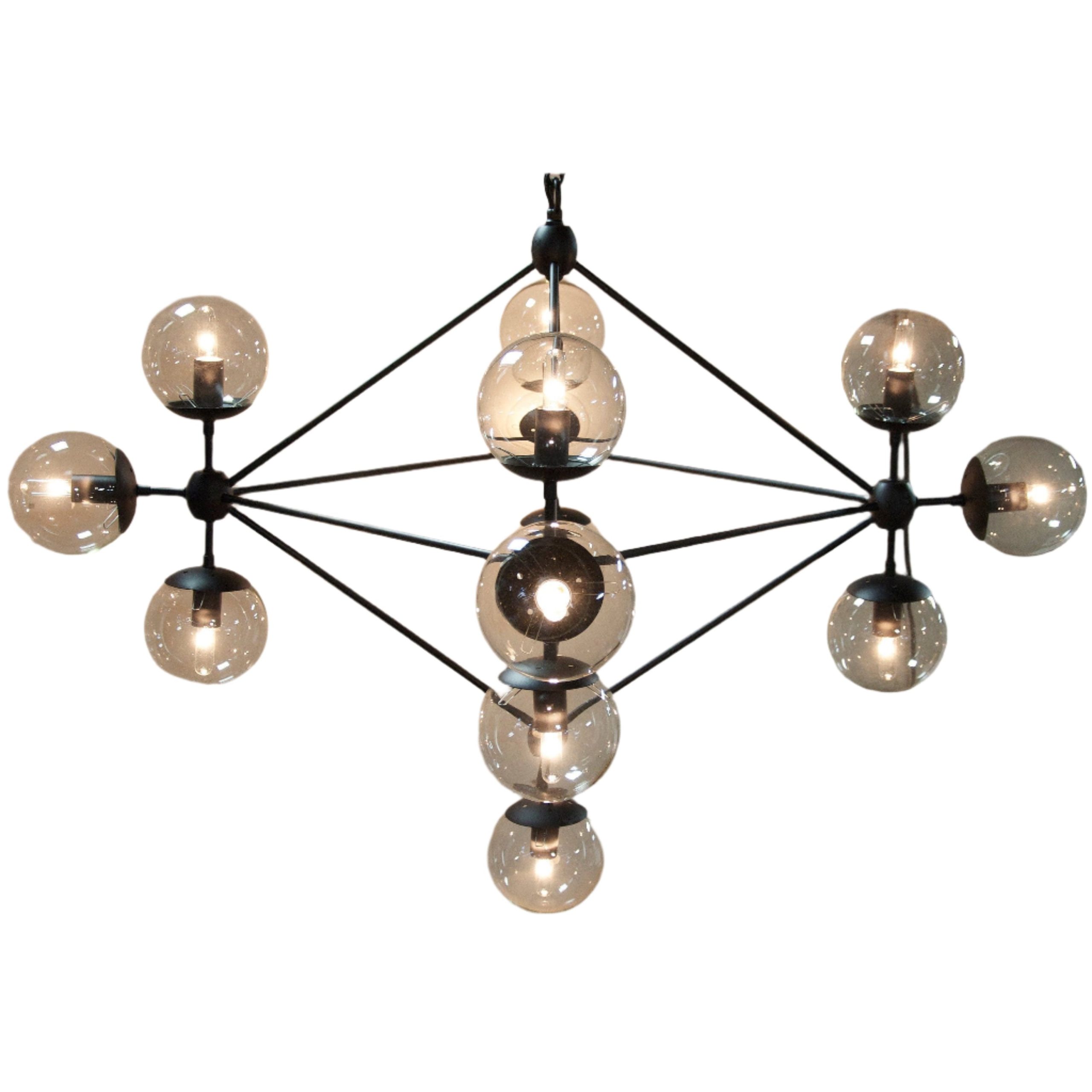 Pluto Celestial Inspired Black Chandelier