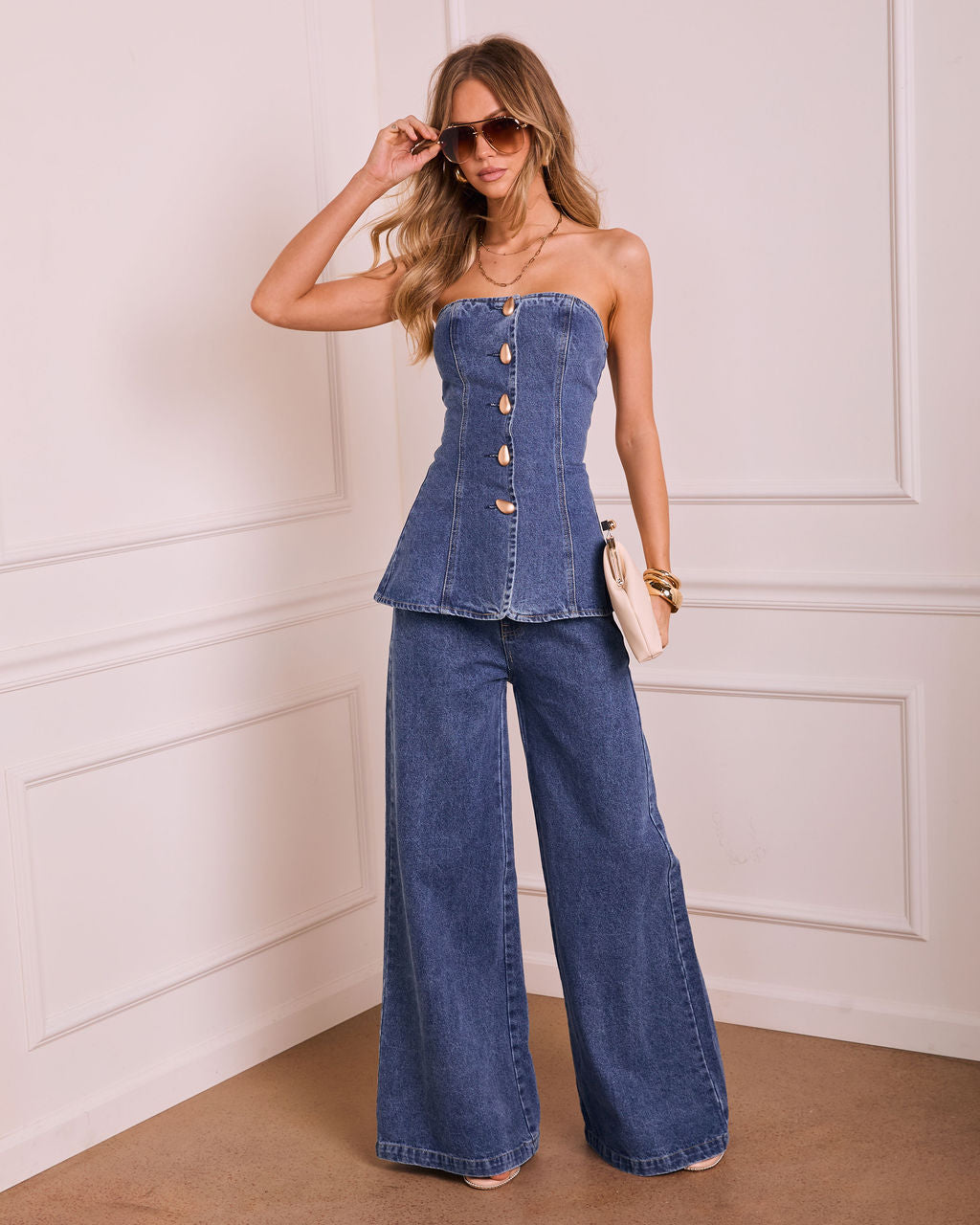 Elaris Strapless Denim Top