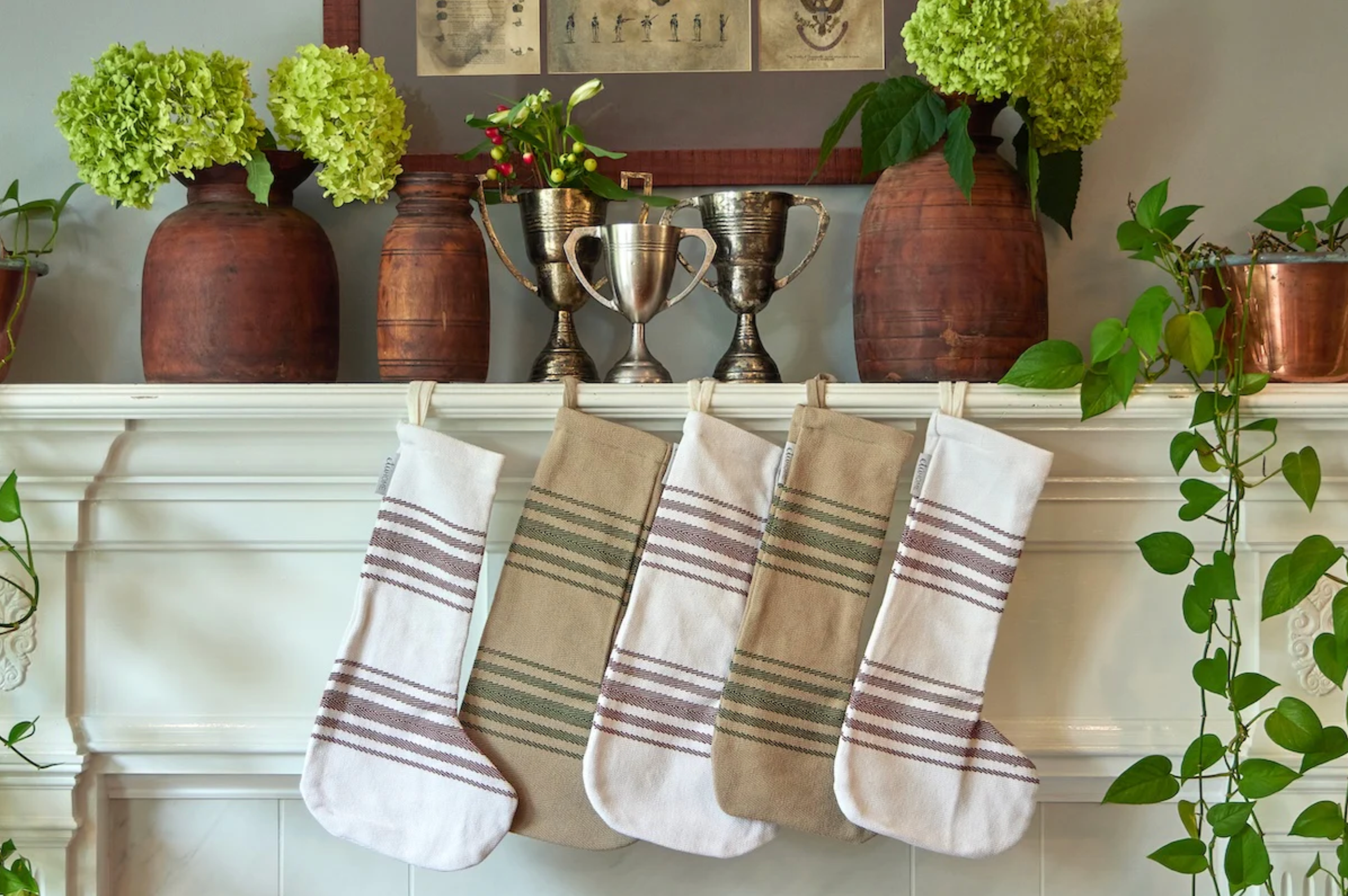 Vintage Holiday Stockings, Set of 2