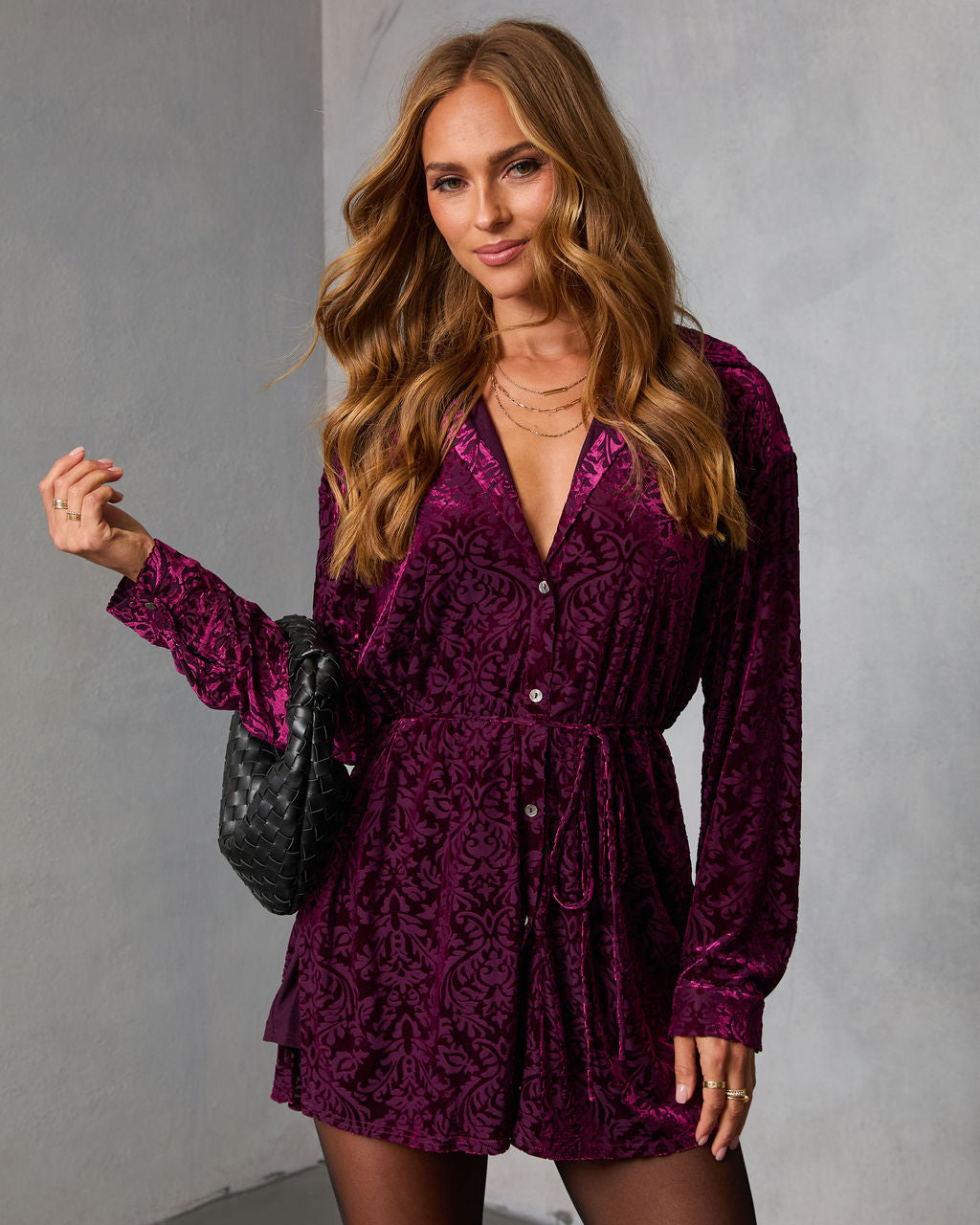 Wild Dusk Flocked Velvet Romper