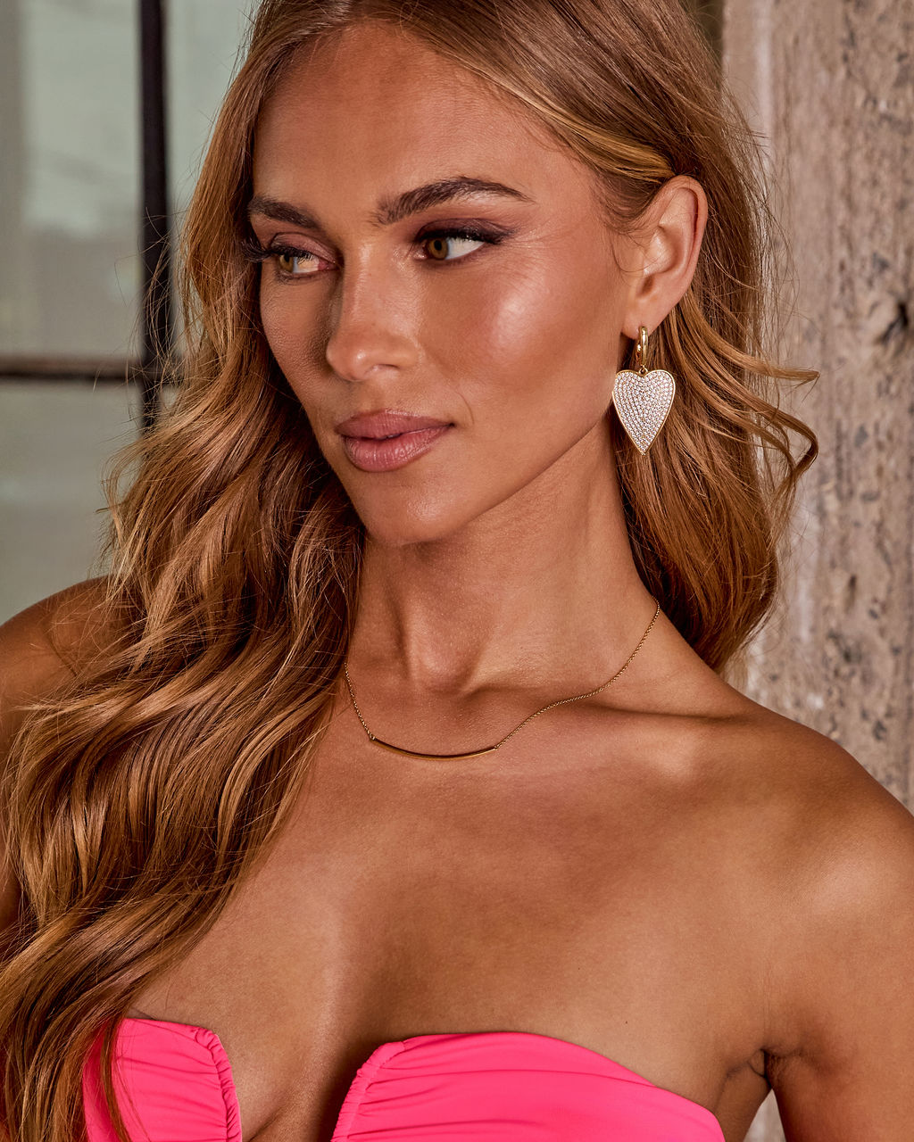 Shimmer Lane Embellished Heart Earrings