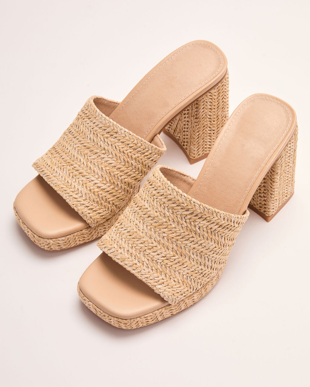 Radiant Dawn Raffia Platform Mules
