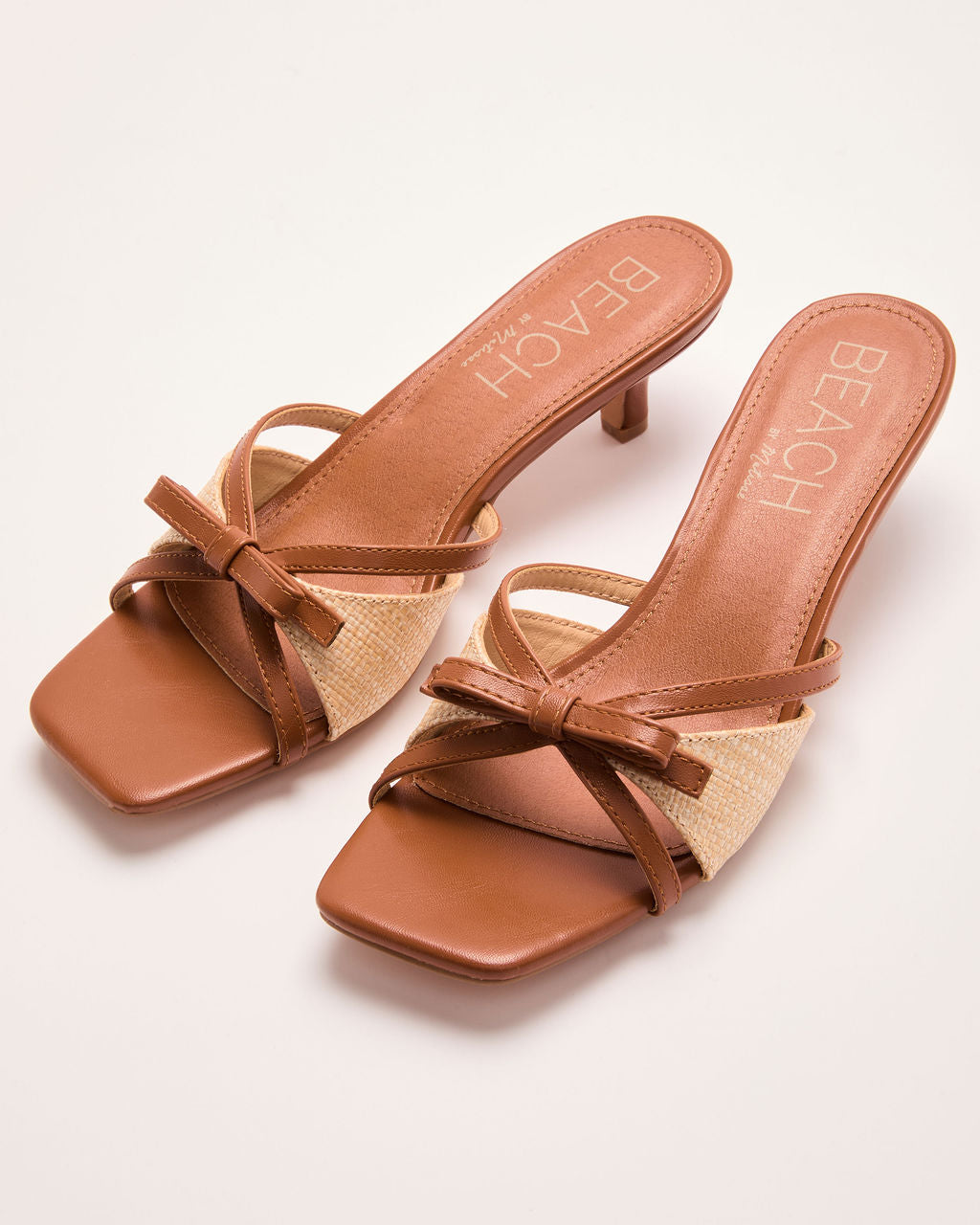 Tatie Straw Open Toe Kitten Heels