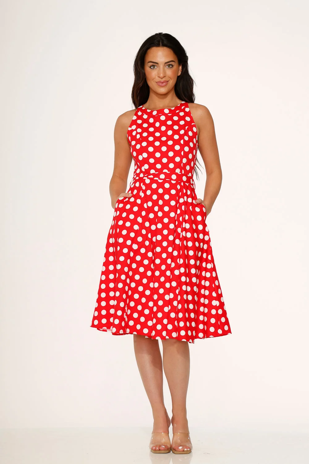 Red Polka Dot Swing Dress