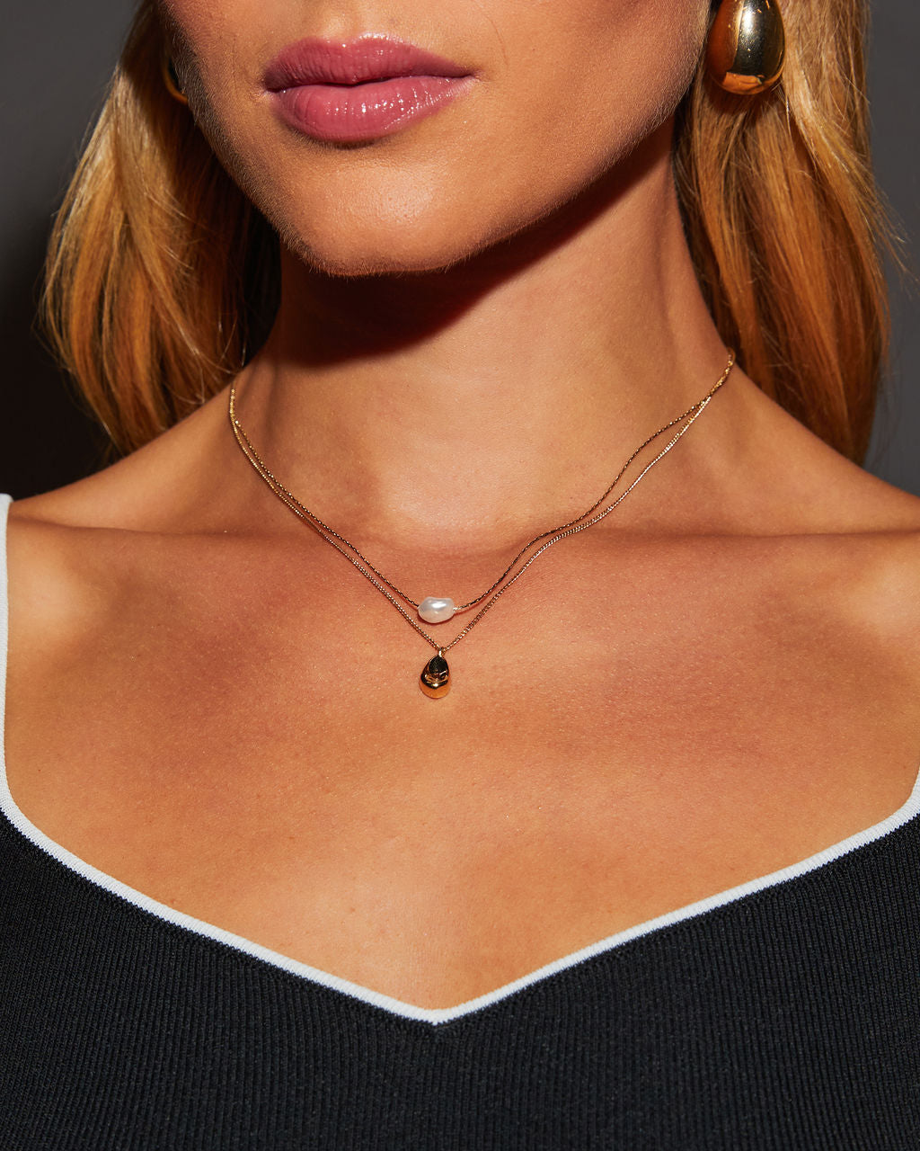 Pearla Layered Pearl Detail Necklace