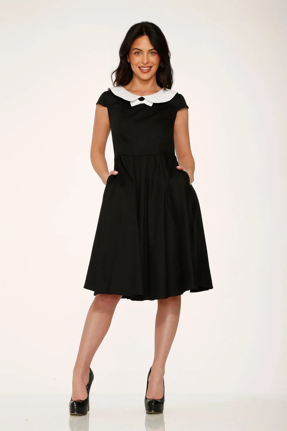 Black & White Collar Swing Dress