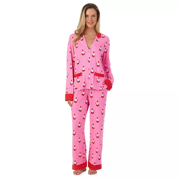Women's Beauty Sleep Social Long Sleeve Pajama Top & Pajama Bottoms Set
