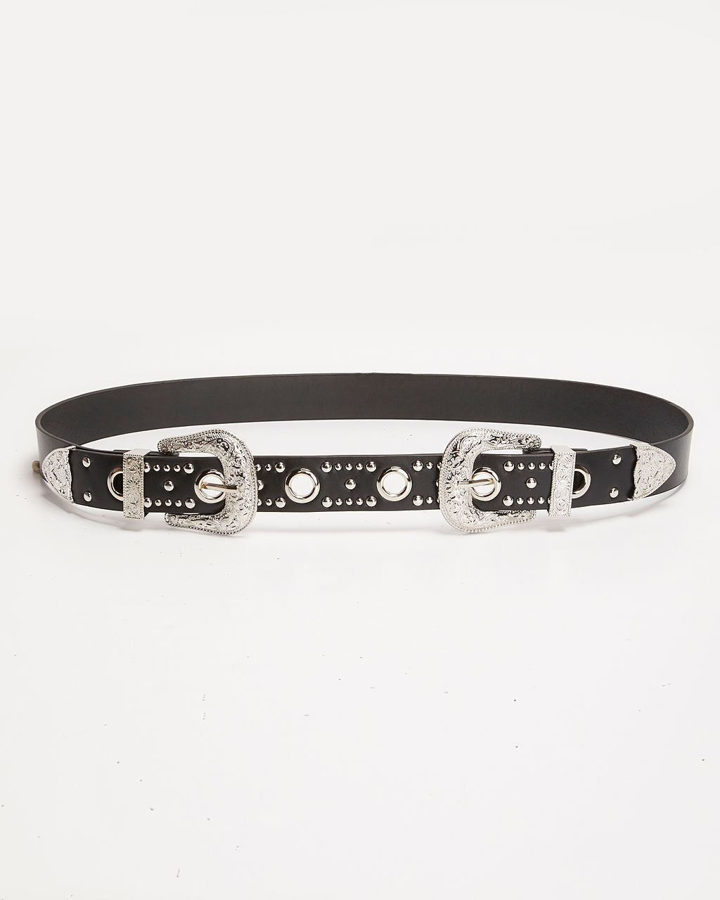 Saddle Up Studded Western Double Buckle Belt