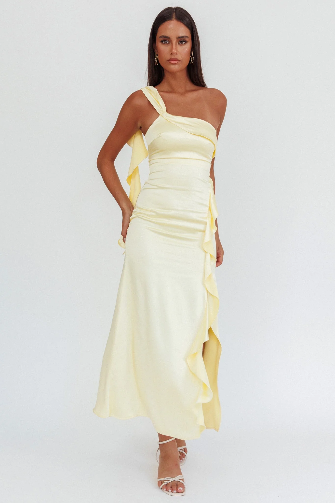 Carmel One-Shoulder Split Maxi Dress Butter