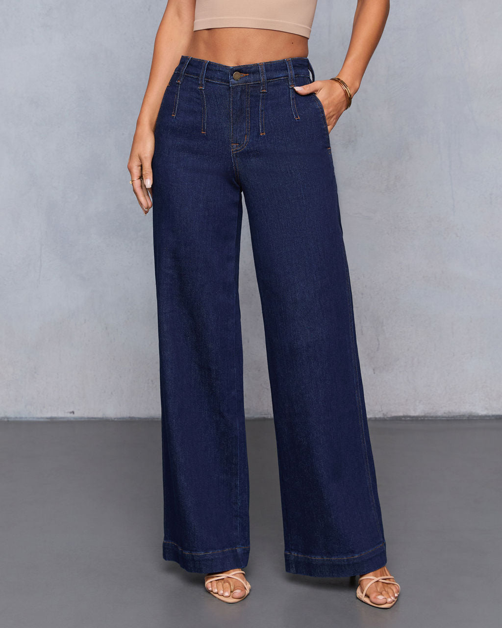 Soft Echo Stretch High Rise Wide Leg  Jeans