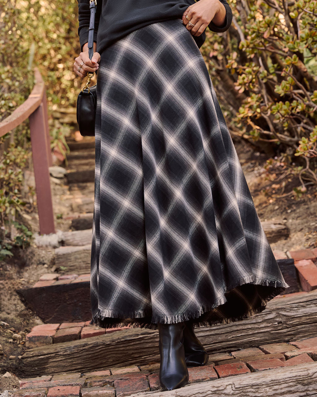 Woodland Plaid Midi Skirt