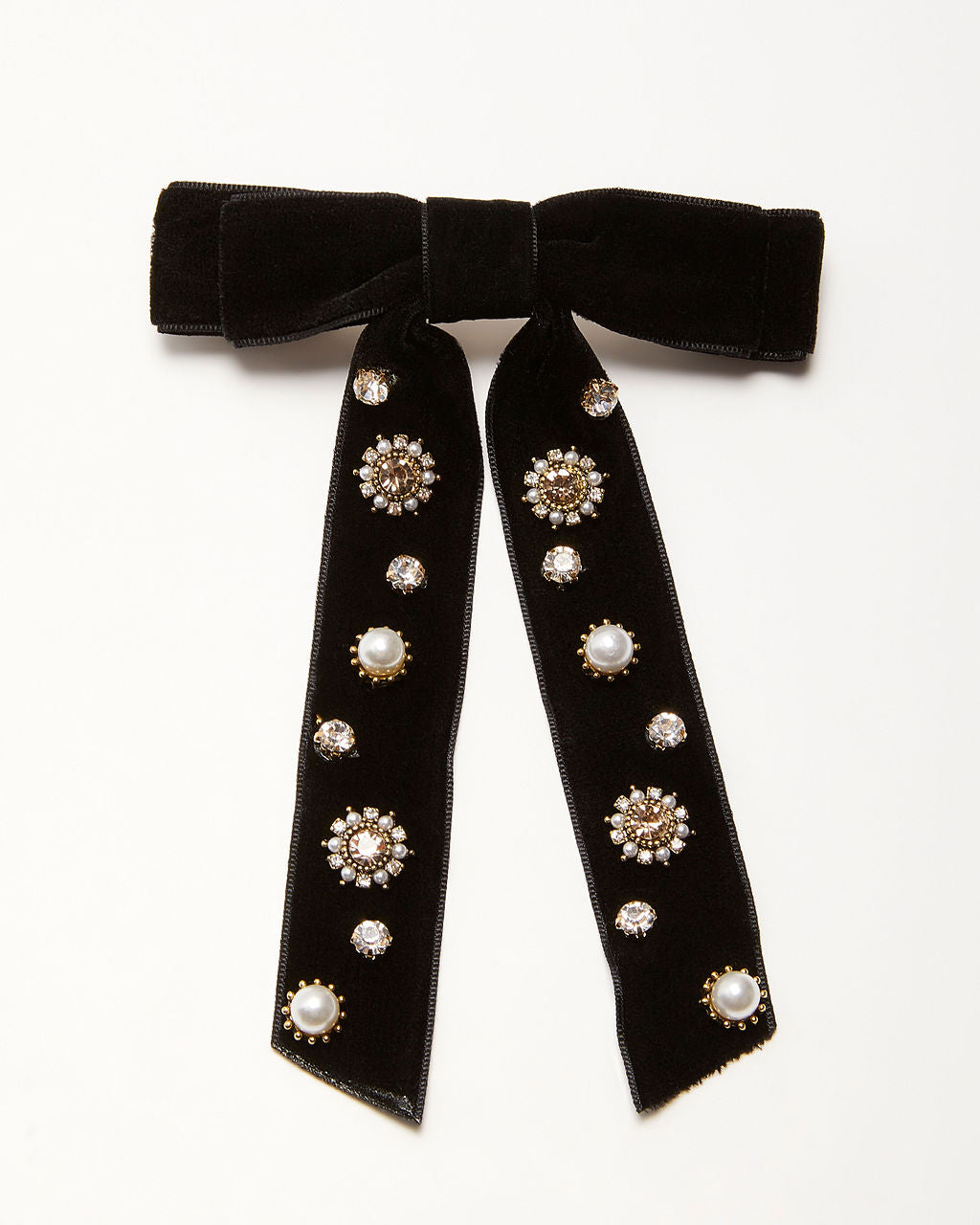 Valerie Velvet Embellished Hair Bow Clip