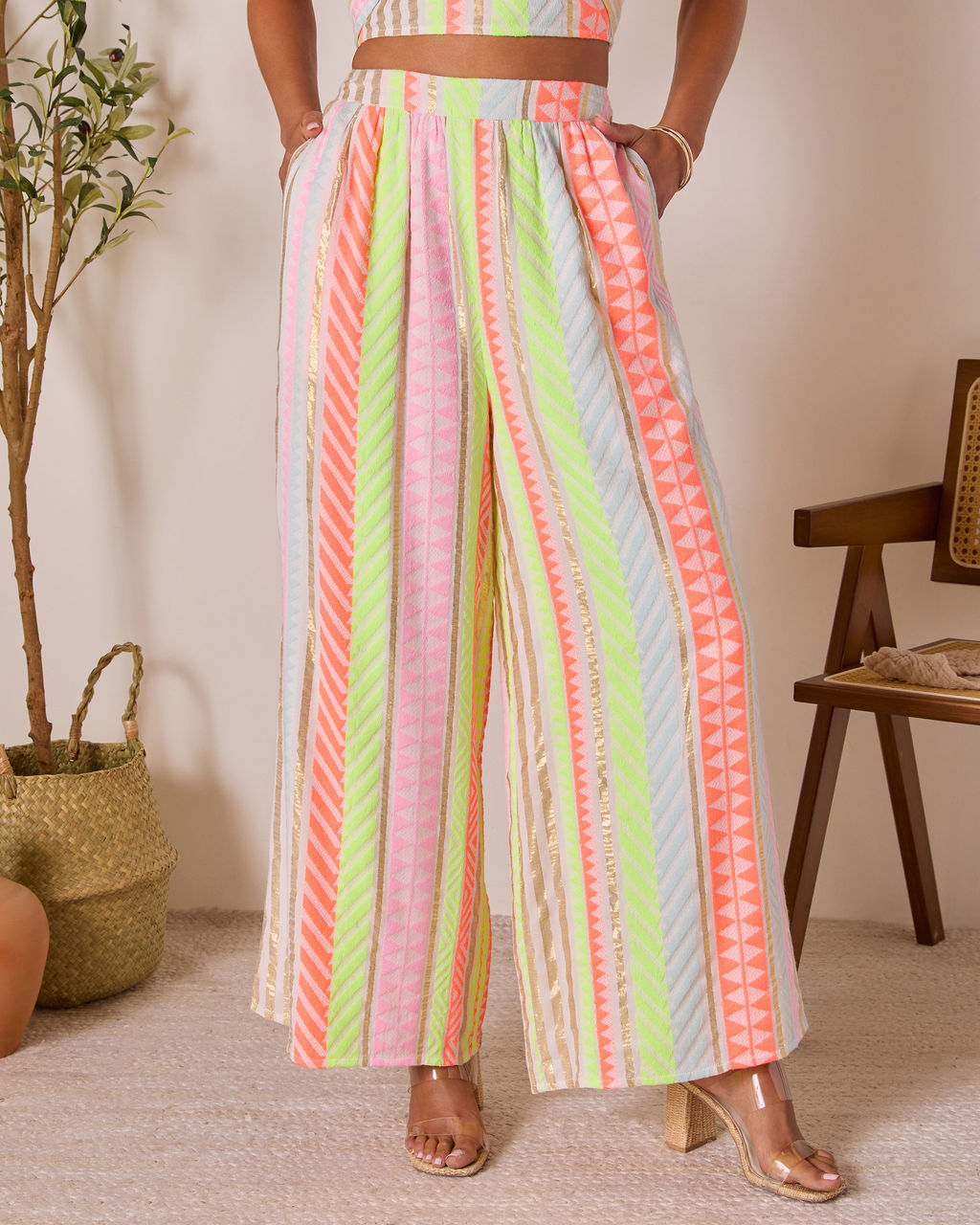 Sun Washed Abstract Wide Leg Pants