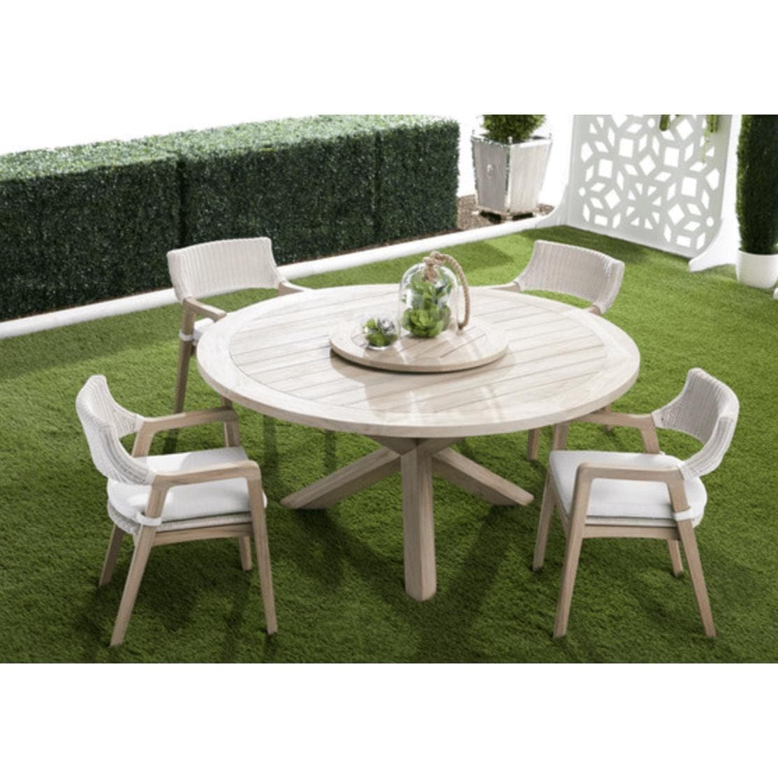 Bally Teak Outdoor Dining Table with Lazy Susan