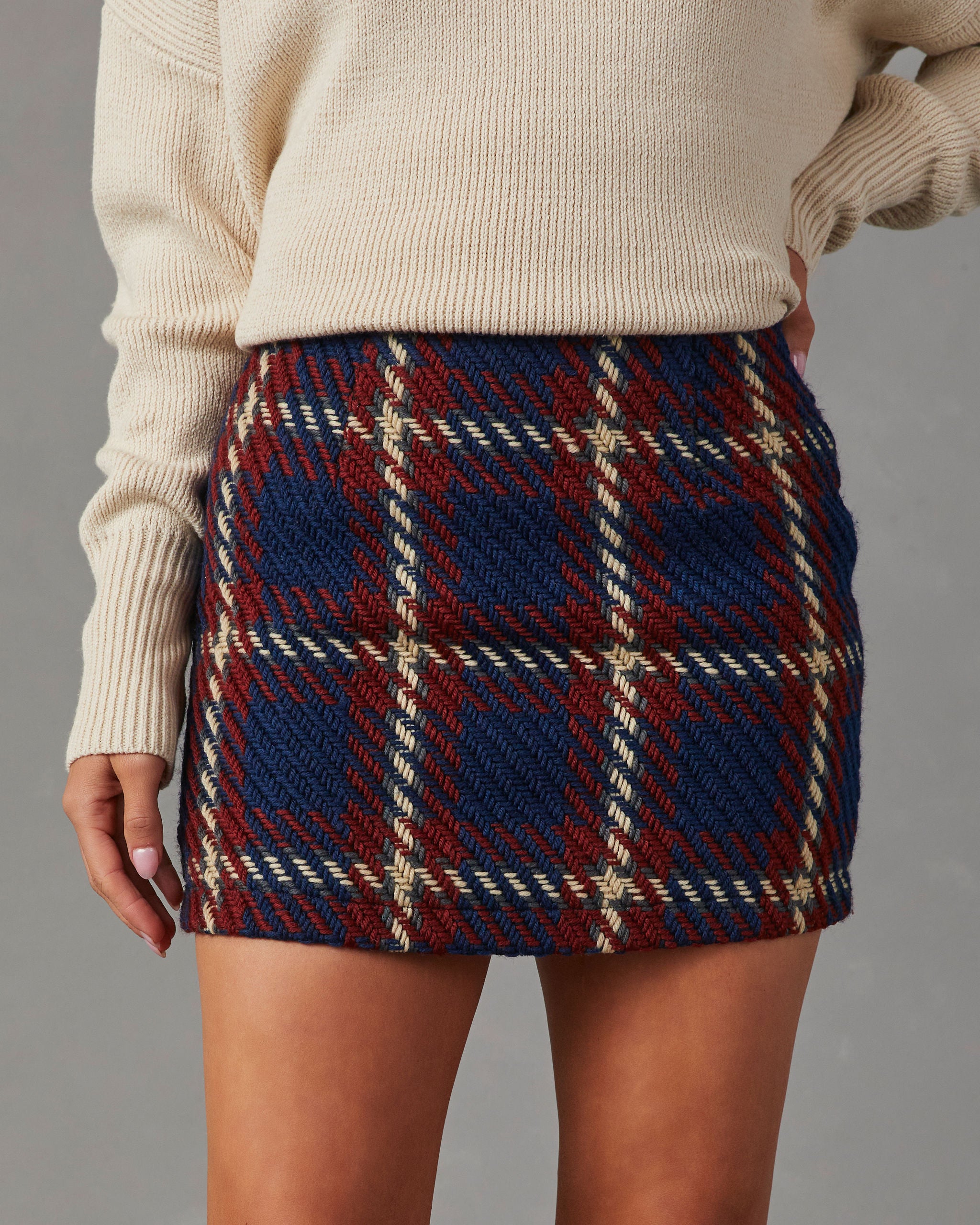 Linden Plaid Knitted Mini Skirt