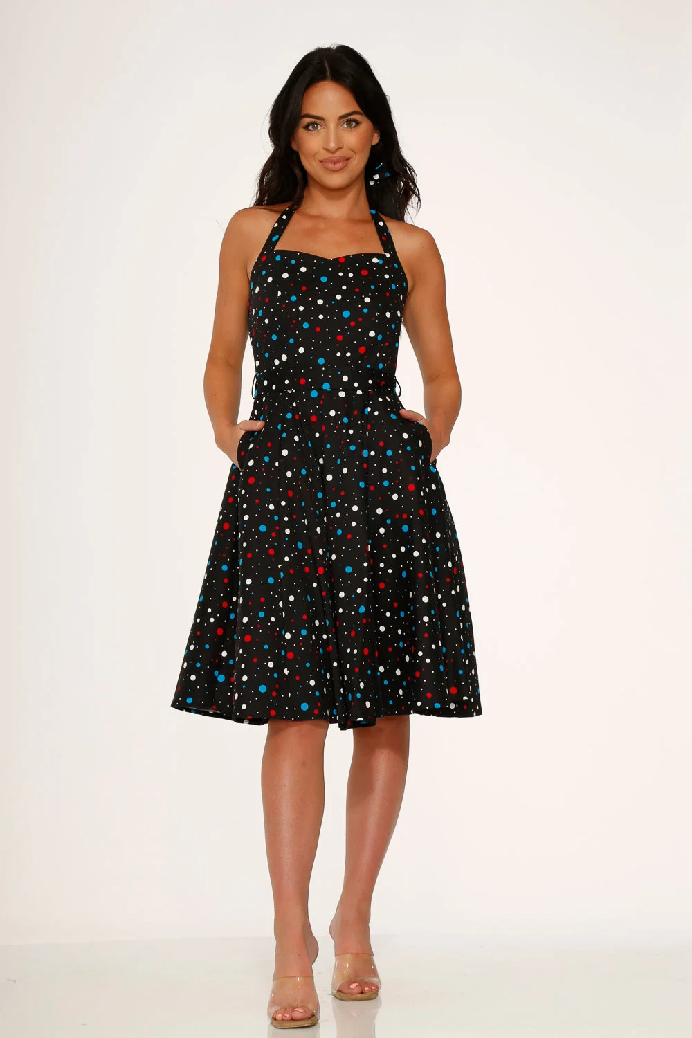 Black Candy Halter Swing Dress