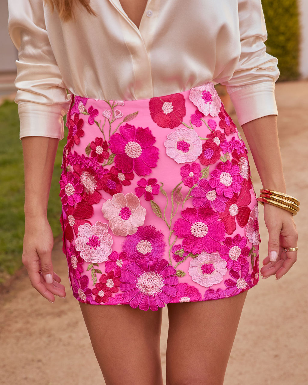 Love Notes Floral Applique Mini Skirt