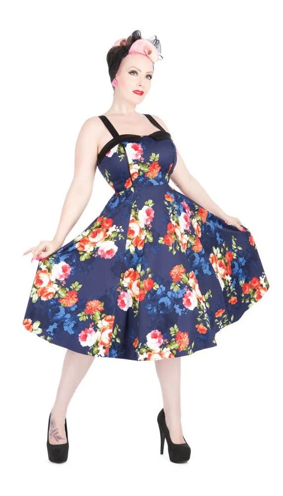 Navy Floral Swing Dress