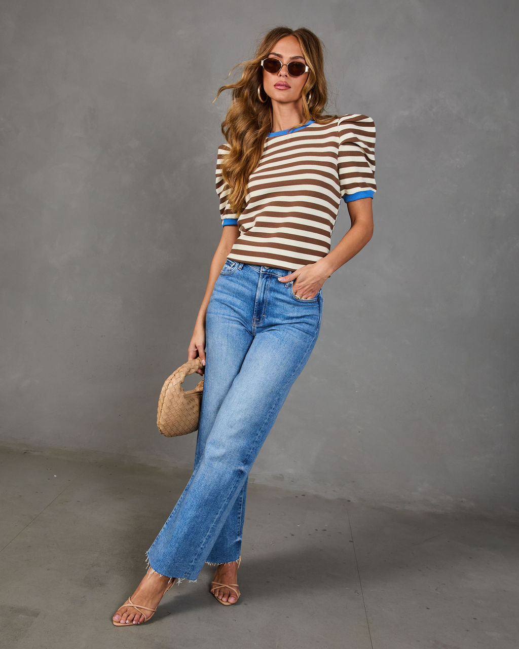 Marcine Striped Puff Sleeve Top