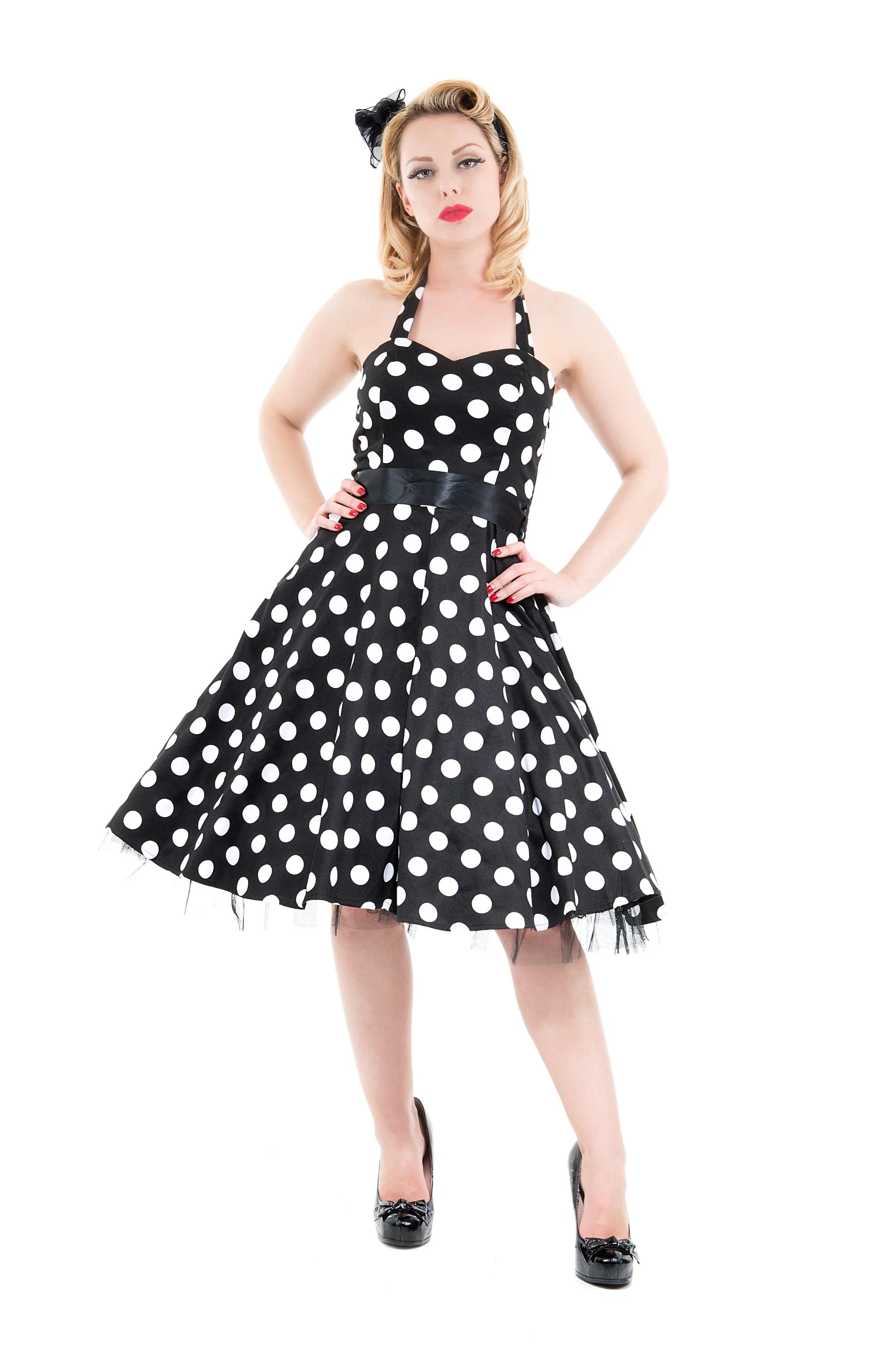 Black & White Minnie Halter Dress