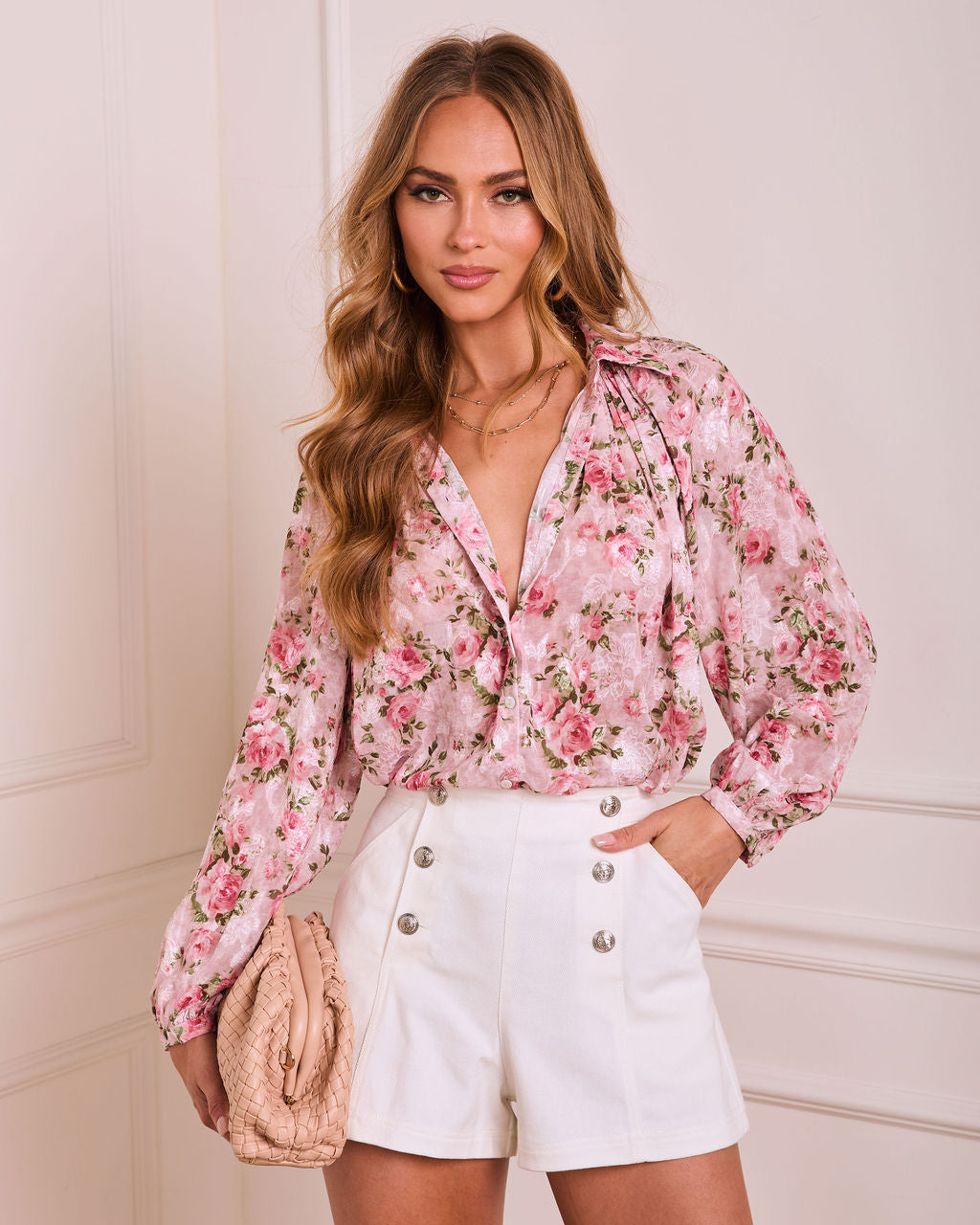 Day Blossom Floral Button Down Top