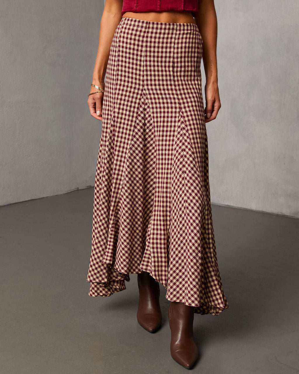 Rylin Gingham Maxi Skirt