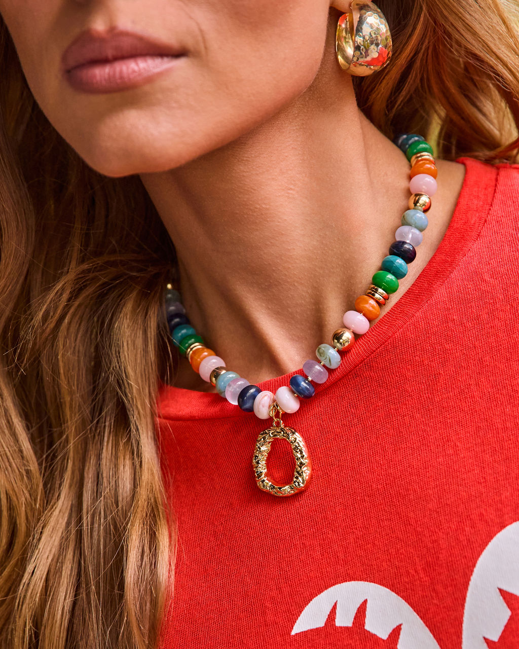 Golden Sol Beaded Charm Necklace