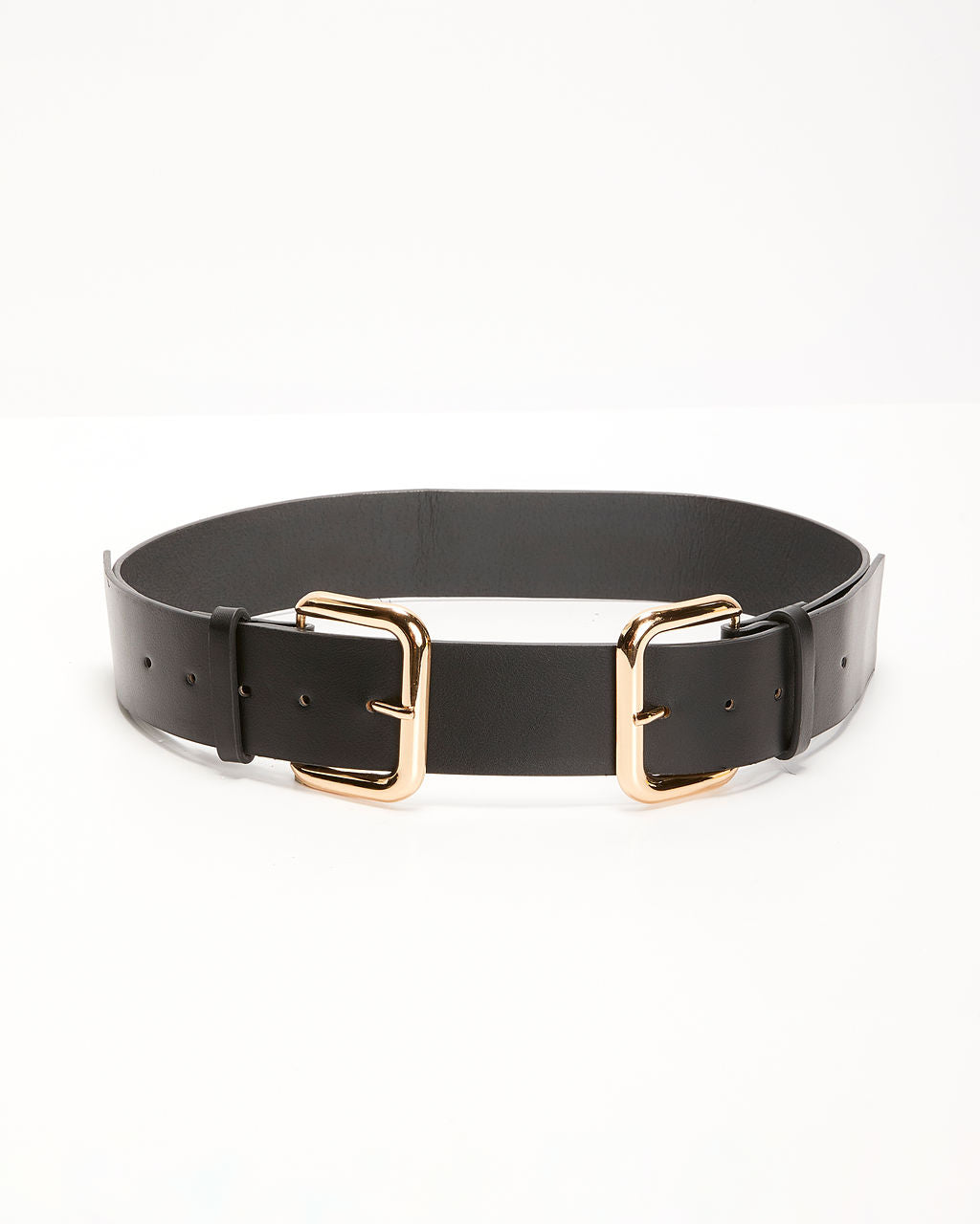 Tight Hold Double Buckle Faux Leather Belt