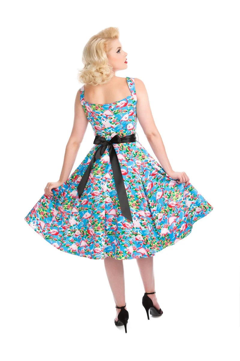 Blue Ocean & Pink Flamingo Swing Dress