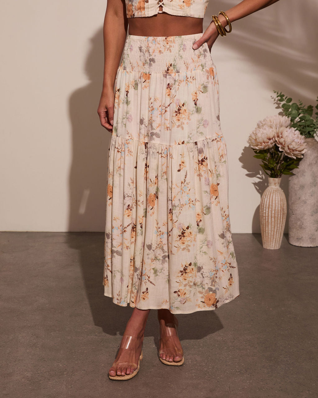 Sightseer Tiered Floral Maxi Skirt