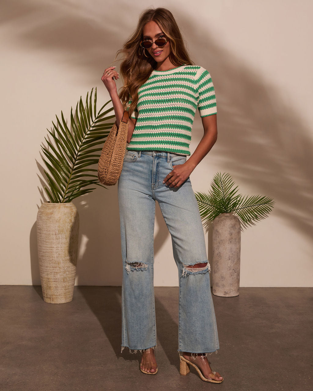 Mariselle Striped Crochet Top