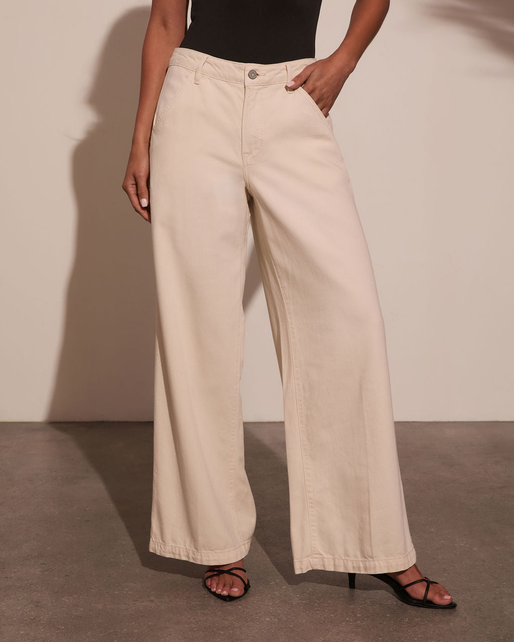 Leema Stretch High Rise Wide Leg Twill Jeans