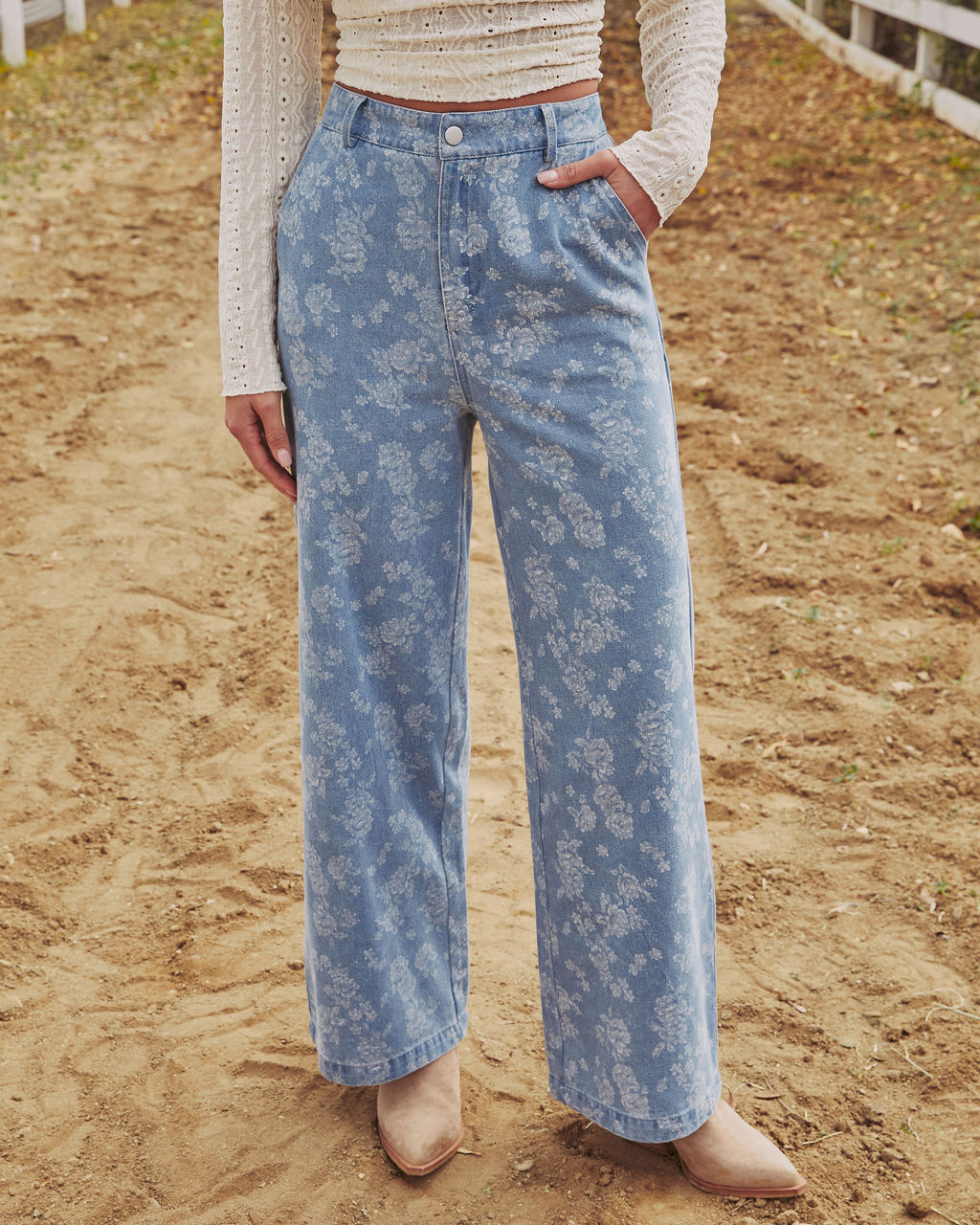 Prairie Bloom Rigid High Rise Relaxed Floral Jeans